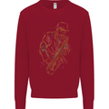 Jazz Colourful Saxophone Player Kids Sweatshirt Jumper Red