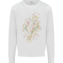 Jazz Colourful Saxophone Player Kids Sweatshirt Jumper White
