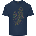 Jazz Colourful Saxophone Player Kids T-Shirt Childrens Navy Blue