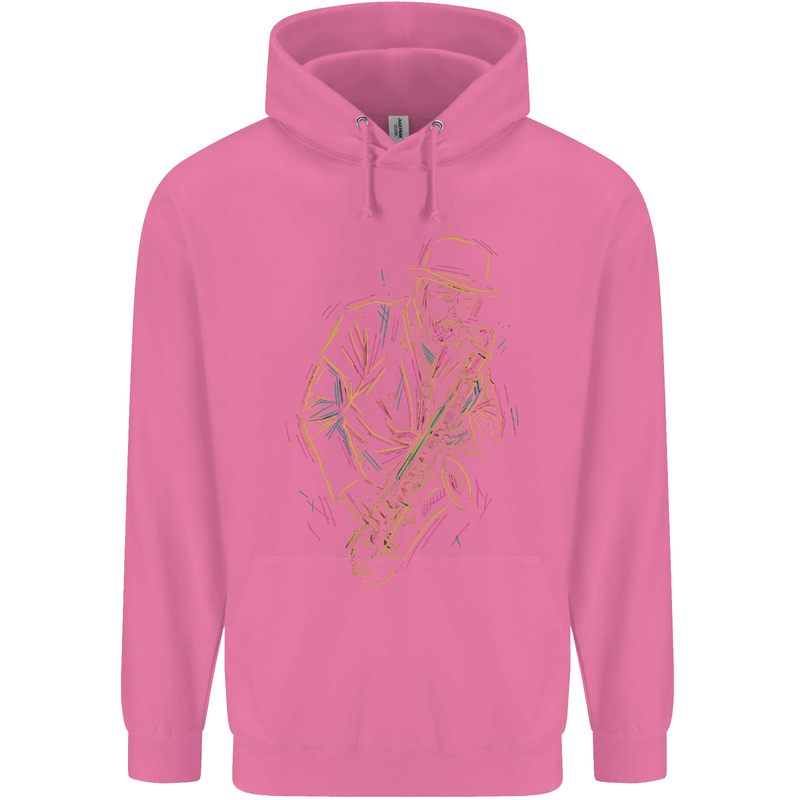 Jazz Colourful Saxophone Player Mens 80% Cotton Hoodie Azelea