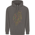 Jazz Colourful Saxophone Player Mens 80% Cotton Hoodie Charcoal