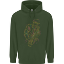 Jazz Colourful Saxophone Player Mens 80% Cotton Hoodie Forest Green
