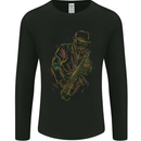 Jazz Colourful Saxophone Player Mens Long Sleeve T-Shirt Black