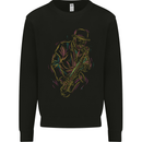 Jazz Colourful Saxophone Player Mens Sweatshirt Jumper Black