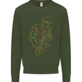 Jazz Colourful Saxophone Player Mens Sweatshirt Jumper Forest Green