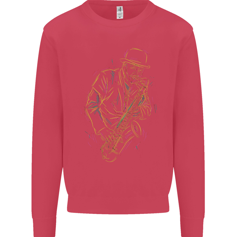 Jazz Colourful Saxophone Player Mens Sweatshirt Jumper Heliconia