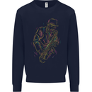 Jazz Colourful Saxophone Player Mens Sweatshirt Jumper Navy Blue