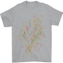 Jazz Colourful Saxophone Player Mens T-Shirt Cotton Gildan Sports Grey
