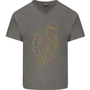 Jazz Colourful Saxophone Player Mens V-Neck Cotton T-Shirt Charcoal