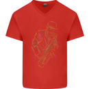 Jazz Colourful Saxophone Player Mens V-Neck Cotton T-Shirt Red