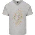Jazz Colourful Saxophone Player Mens V-Neck Cotton T-Shirt Sports Grey