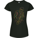 Jazz Colourful Saxophone Player Womens Petite Cut T-Shirt Black