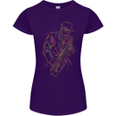 Jazz Colourful Saxophone Player Womens Petite Cut T-Shirt Purple