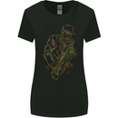 Jazz Colourful Saxophone Player Womens Wider Cut T-Shirt Black