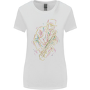 Jazz Colourful Saxophone Player Womens Wider Cut T-Shirt White