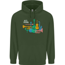 Jazz Lover Musical Instruments Guitar Childrens Kids Hoodie Forest Green