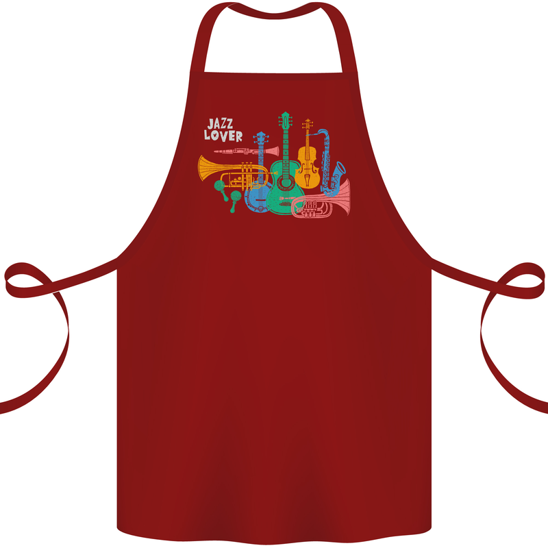 Jazz Lover Musical Instruments Guitar Cotton Apron 100% Organic Maroon