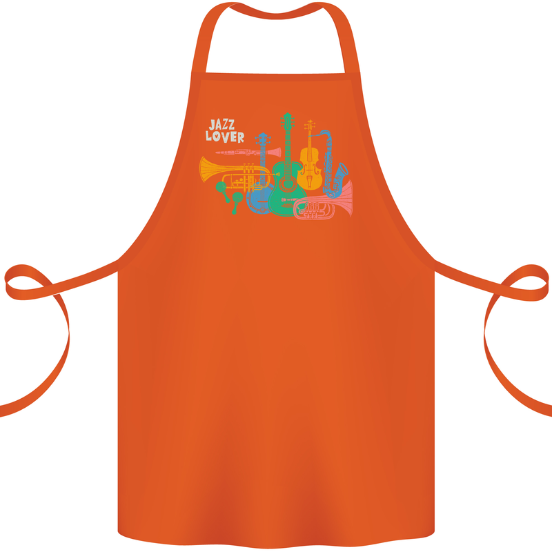 Jazz Lover Musical Instruments Guitar Cotton Apron 100% Organic Orange
