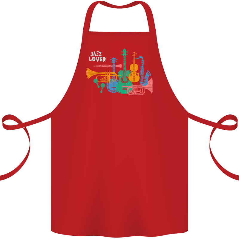Jazz Lover Musical Instruments Guitar Cotton Apron 100% Organic Red
