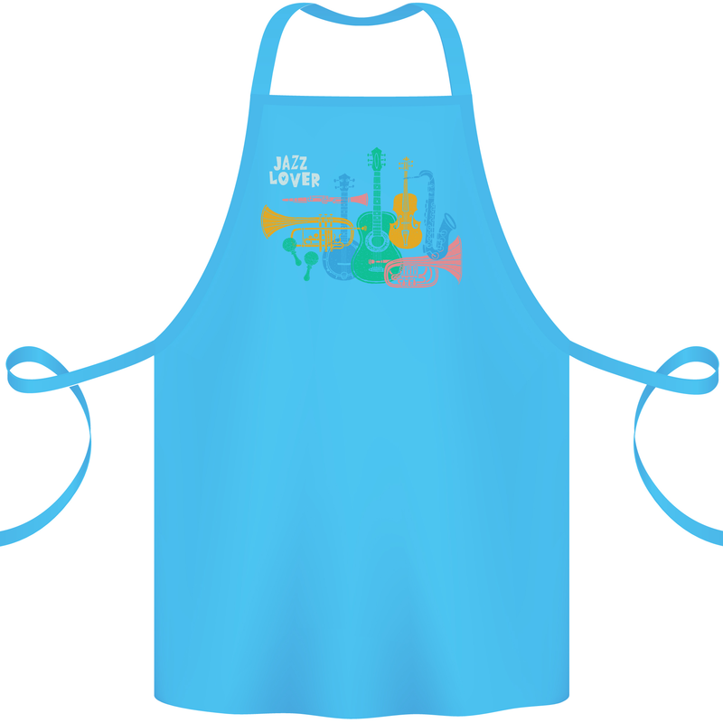 Jazz Lover Musical Instruments Guitar Cotton Apron 100% Organic Turquoise