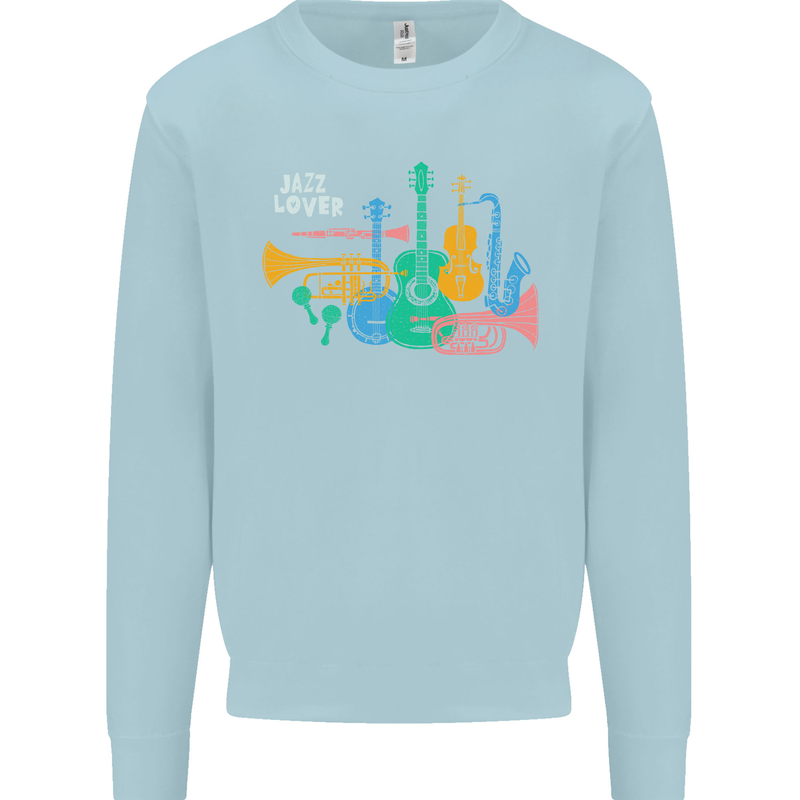 Jazz Lover Musical Instruments Guitar Kids Sweatshirt Jumper Light Blue