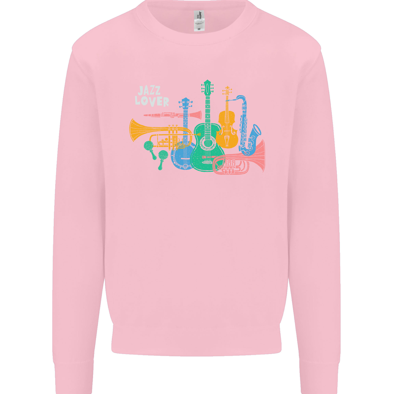 Jazz Lover Musical Instruments Guitar Kids Sweatshirt Jumper Light Pink