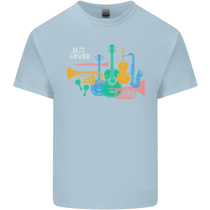 Jazz Lover Musical Instruments Guitar Kids T-Shirt Childrens Light Blue