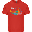 Jazz Lover Musical Instruments Guitar Kids T-Shirt Childrens Red