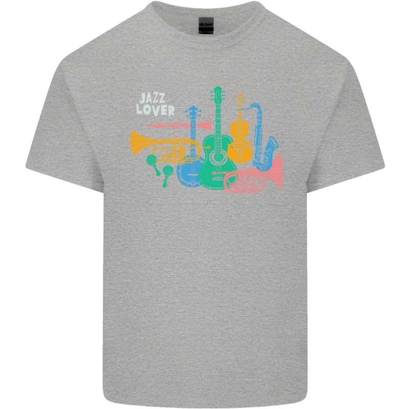 Jazz Lover Musical Instruments Guitar Kids T-Shirt Childrens Sports Grey