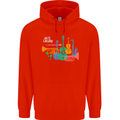 Jazz Lover Musical Instruments Guitar Mens 80% Cotton Hoodie Bright Red