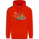 Jazz Lover Musical Instruments Guitar Mens 80% Cotton Hoodie Bright Red