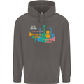 Jazz Lover Musical Instruments Guitar Mens 80% Cotton Hoodie Charcoal