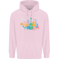 Jazz Lover Musical Instruments Guitar Mens 80% Cotton Hoodie Light Pink