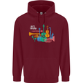 Jazz Lover Musical Instruments Guitar Mens 80% Cotton Hoodie Maroon