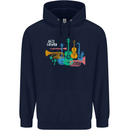 Jazz Lover Musical Instruments Guitar Mens 80% Cotton Hoodie Navy Blue