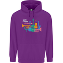 Jazz Lover Musical Instruments Guitar Mens 80% Cotton Hoodie Purple