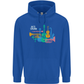 Jazz Lover Musical Instruments Guitar Mens 80% Cotton Hoodie Royal Blue
