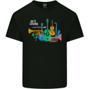 Jazz Lover Musical Instruments Guitar Mens Cotton T-Shirt Tee Top Black