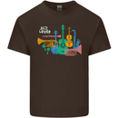 Jazz Lover Musical Instruments Guitar Mens Cotton T-Shirt Tee Top Dark Chocolate