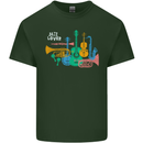 Jazz Lover Musical Instruments Guitar Mens Cotton T-Shirt Tee Top Forest Green