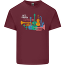 Jazz Lover Musical Instruments Guitar Mens Cotton T-Shirt Tee Top Maroon