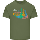 Jazz Lover Musical Instruments Guitar Mens Cotton T-Shirt Tee Top Military Green
