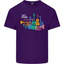 Jazz Lover Musical Instruments Guitar Mens Cotton T-Shirt Tee Top Purple