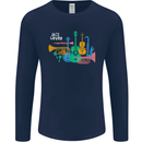 Jazz Lover Musical Instruments Guitar Mens Long Sleeve T-Shirt Navy Blue