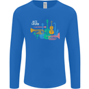 Jazz Lover Musical Instruments Guitar Mens Long Sleeve T-Shirt Royal Blue
