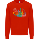 Jazz Lover Musical Instruments Guitar Mens Sweatshirt Jumper Bright Red
