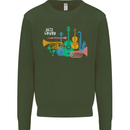 Jazz Lover Musical Instruments Guitar Mens Sweatshirt Jumper Forest Green