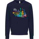 Jazz Lover Musical Instruments Guitar Mens Sweatshirt Jumper Navy Blue