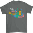 Jazz Lover Musical Instruments Guitar Mens T-Shirt 100% Cotton Charcoal