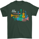 Jazz Lover Musical Instruments Guitar Mens T-Shirt 100% Cotton Forest Green